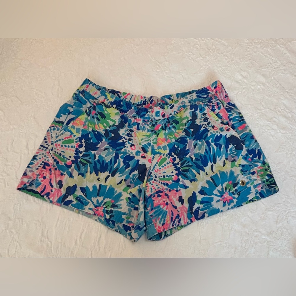 LILLY PULITZER - Blue, Green, Pink Cotton Elastic Waist Shorts Size L